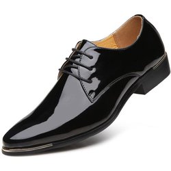 Herren Lederschuhe Lackleder Casual Business Schuhe Weiße formelle Lederschuhe Niedrige Absätze Herrenmode Business Lederschuhe 46 schwarz