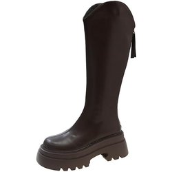 Women's Spring-autumn 2024 New Long-calf Boots Net-red High-calf Knight Boots Versatile Thick-soled Slim 40 braun