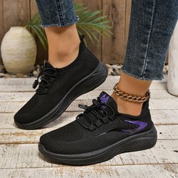 Leichte Sportschuhe für Damen, atmungsaktive Low-Top-Sneaker, weiche Lauf-, Wander-, Fitness- und Joggingschuhe 41 schwarz
