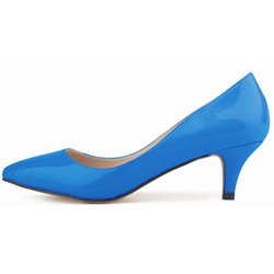 Klassische sexy spitze niedrige Med Kitten Heels Damen Pumps Schuhe Frühling Markendesign Hochzeitskleid 41 blau