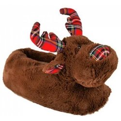 Slumberzzz Unisex-Erwachsene Tartan Rentier Hausschuhe UK 7-8 braun