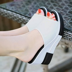 Bestellen Sie eine Nummer größer Damenmode Sandalen Casual Plateau Sandalen Sommer Hausschuhe 40 weiß