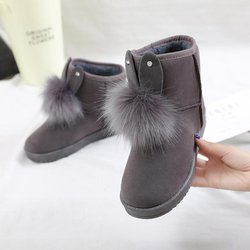 Kaninchenohren weiche Schneestiefel Damen Winter Warm Plüsch Ankle Booties Damenmode Slip On Baumwollschuhe 41 grau