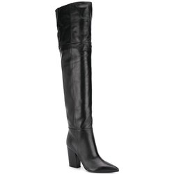 Krazing Pot Kuhleder Herbst Winter Schuhe Chunky Heels Große Größe 45 Größe 44 Größe 46 Frauen Warm Halten Overknee Stiefel 46 schwarz