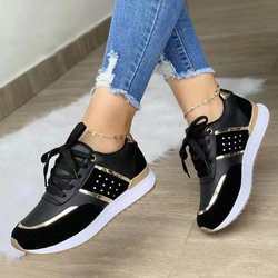 Turnschuhe Frauen Plattform Schuhe Leder Patchwork frau Casual schuhe Sport Schuhe Damen Laufen Outdoor Vulkanisierte Schuhe 39 schwarz