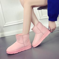 Flache Sohle, verdicktes Fleece, warme Schuhe, Damen-Schneestiefel in Übergröße 40 rosa