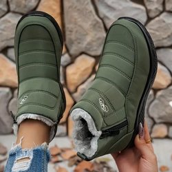 Damen Wintermode Vielseitige Rutschfeste Plüschgefütterte Schneestiefel, Runde Zehenpartie, rutschfeste und winddichte kurze Stiefel, langlebige, bequeme, warme Stiefeletten 42 grün