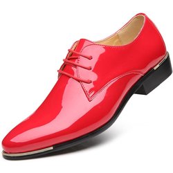 Herren Lederschuhe Lackleder Casual Business Schuhe Weiße formelle Lederschuhe Niedrige Absätze Herrenmode Business Lederschuhe 42 rot