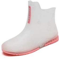 Damen Regenschuhe rutschfeste Mädchen Gummischuhe Transparente kurze Stiefel 35 rosa