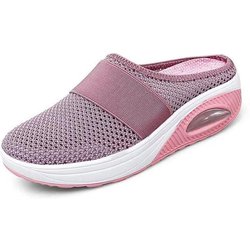 35-43 Damen-Freizeitsandalen, rutschfeste Plateau-Sandale, atmungsaktive Mesh-Lochschuhe, Outdoor-Walking-Hausschuhe 42 rosa