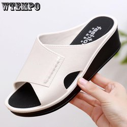 Sommer Frauen Keil Sandalen Premium Orthopädische Offene spitze Vintage Leder Casual Weibliche Plattform Retro Schuhe 40 beige