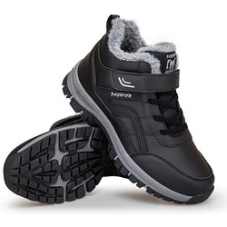 Herrenstiefel Winter Schneestiefel Wasserdichte Leder-Sneaker Damenstiefel Outdoor Wandern Stiefeletten Arbeitsschuhe 42 schwarz