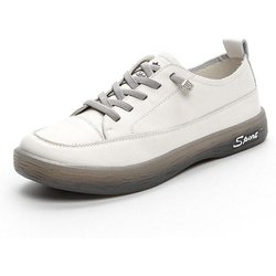 Loafer Damen Echtes Leder Große Größe Frühling Lace-up Weiße Schuhe Frauen Mode Lässig Weiche Sohle Flache Schuhe Frauen 35
