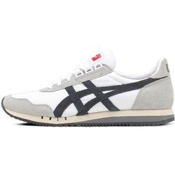 Onitsuka Tiger Dualio Stoff Rindspaltleder Sportlich Lässig Bequem Rutschfest Low-Top Lifestyle-Schuhe Unisex Sneaker Schwarz Weiß D600N-0190 37