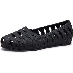 Sommer-Plastiksandalen mit flachem Boden und Loch, weiße Plastikschuhe, rutschfeste Strandsandalen für Damen 39 schwarz