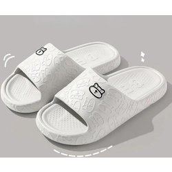 Hausschuhe mit Bärenprägung, rutschfest, leise, Plateau, Sommerschuhe für Damen, für Paare, Badeschuhe, High-End-Sinn, Herren-Hausschuhe 44-45 grau
