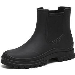 Regenstiefel Damen, wasserdichte Chelsea-Stiefel aus Gummi, rutschfeste Regenschuhe, Angelschuhe, Wasserschuhe, Botas Lluvia Mujer 38 schwarz