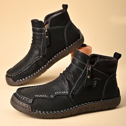 Herren Lederstiefel Reißverschluss High Top Freizeitschuhe 39-46 45