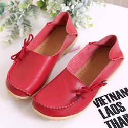Damen-Plattformschuhe, echtes Leder, Mutter-Schuhe, Schnürung, verstellbare Dichtheit, Retro, bequemes Gehen, rutschfest, großer Schuh 39 rot