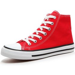 Klassische Retro-Low-Top-Canvas-Schuhe für Damen – Nahtlose Lieferung High top, 37 rot