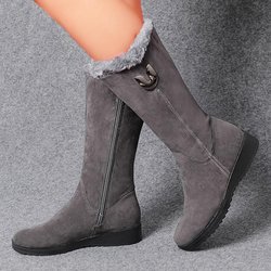 Vielseitige Schneestiefel für den Winter, gepolsterte, verdickte Stiefel mit halbhohem Absatz, rutschfeste, warme Baumwollstiefel mit seitlichem Reißverschluss 41