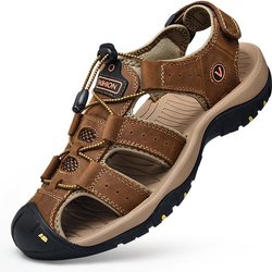 Männer Sandale Aus Echtem Leder Männer Schuhe für Sommer Große Größe Outdoor Wanderschuhe Männliche Sandalen Mann Hausschuhe Plus Größe 43 dunkelbraune