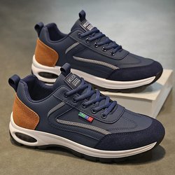 Herren-Freizeitsneaker in Übergröße, Sport-Walking-Schuhe, bequeme Schnür-Sneaker, für alle Jahreszeiten geeignet 46 blau