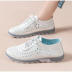 Große Damenschuhe, Damenschuhe mit Hohllöchern, Sommersandalen, atmungsaktive Freizeitschuhe, leichte Schuhe mit weicher Sohle 41 weiß