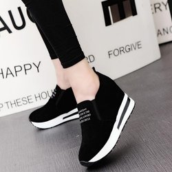 Damen-Freizeitplattform mit verstecktem Keilabsatz, Slip-On-Sneakers 35 schwarz