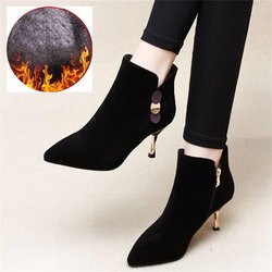 Stiefeletten für Damen, Herbst/Winter, High Heels, spitze Zehenpartie, modische Stiletto-Kurzstiefel 34