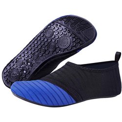 Sommer-Strandschuhe für Männer und Frauen, Tauchschuhe, Schnorchelschuhe für Erwachsene, rutschfest, schnittfest, Schwimmen, Waten, Barfuß, weicher Boden, Schwimmschuhe 44-45 blau/schwarz