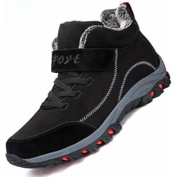 Wasserdichte Winterstiefel für Herren aus Wildleder, warme Schneestiefel für Damen, Arbeitsschuhe, Freizeitschuhe, hohe Stiefeletten mit rutschfester Sohle 45 schwarz