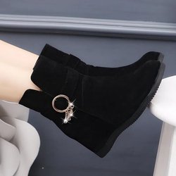 Damen Kurzschaft Fleece Flache Warme Mittelschaft Baumwolle Schneestiefel Schneeschuhe Warme Schuhe 35 schwarz