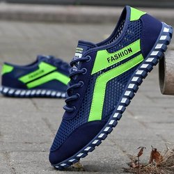Net Schuhe Herren Sommer atmungsaktive Deodorant Mesh Schuhe alte Peking Tuch Schuhe Herren hohle Freizeitschuhe 39 blau