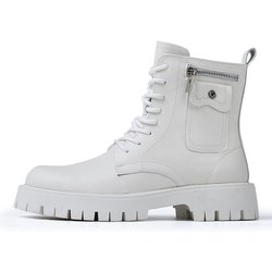 Mode Hochwertige Männer Weiße Stiefel 2024 Mode Zip Design herren Leder Boot Anti-slip Lace-up Mann plateaustiefel Botas Para Hombre 43
