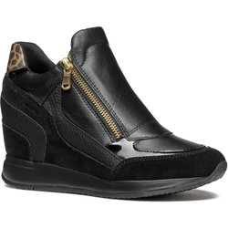 Geox Damen D Nydame A Keil Leder Sneaker 7.5 UK schwarz