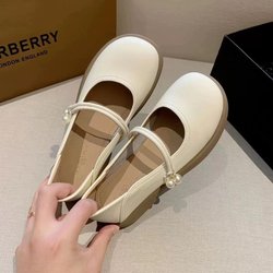 Einfache Bequeme Mary Jane Ballerinas Süße Kleiderschuhe für Damen 35 beige