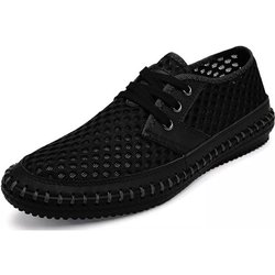 Große Größe 38-48 Sommer Atmungsaktives Mesh Männer Casual Schuhe Für Bequeme Handgemachte Männer Lace-Up Loafers Männer schuhe 43 schwarz