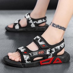 Sommersandalen für Herren, trendige Hausschuhe, Teenager, lässig, rutschfest, tragbar, Strandschuhe mit weichem Boden 45 weiß/schwarz