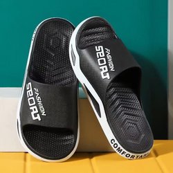 Hausschuhe mit dicken Sohlen, Herren-Oberbekleidung, Trend, rutschfest, verschleißfest, für Zuhause, Paar, Strand, Sandalen und Hausschuhe für Männer 44-45 schwarz