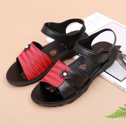 Bequeme Sandalen für Damen, flache Sohle, rutschfeste Sandalen in Übergröße, weiche Sohle, bequeme, atmungsaktive Hausschuhe für Schwangere 42 schwarz