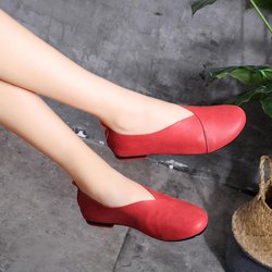 Herbstliche Retro-Leder-Oma-Flats mit weicher Sohle - Forest Series (833) 41 rot