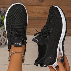 Neue atmungsaktive Damenschuhe, Komfortable Laufschuhe mit weicher Sohle in großen Größen, Lässige Sportschuhe 42 schwarz