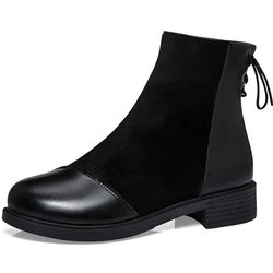 Passende dünne und bequeme Stiefel für Damen im Herbst und Winter, warme und bequeme kurze Stiefel mit dicken Absätzen 38