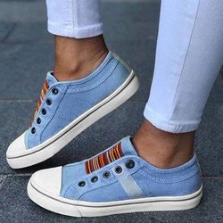 2024 Neue Mode Vielseitig Bequeme und leichte Outdoor-Sportarten Einfarbig Flache Unterseite Atmungsaktive Außenbekleidung Rutschfeste Casual Canvas-Schuhe 39.0 blau