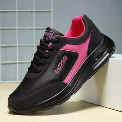 Frühling und Herbst Damenschuhe PU Luftkissenboden Große Luftkissen Damen Sportschuhe 42 schwarz/rot