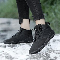 Winter Warm Laufen Barfuß Schuhe Damen Herren Gummi Hohe Stiefeletten Wasserdicht rutschfest Atmungsaktiv für Trekking Klettern 39 schwarz