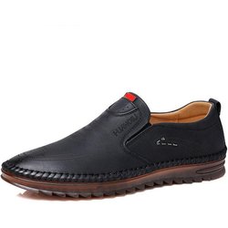 Herren-Lederschuhe, Slip-On-Leder-Business-Fahrschuhe mit weichen Sohlen, All-Match-Freizeitschuhe, bequeme, atmungsaktive Lederschuhe 39 schwarz