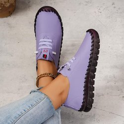 2022 neue Frühjahr Casual Frauen Schuhe Plattform Faulenzer 2022 Lace Up Leder Wohnungen Slip-On Mom Schuh 42 licht lila