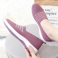 Frühling und Sommer Fly Woven Old Beijing Tuch Schuhe Damen Casual Running Sneakers Sommer Mesh Schuhe rutschfeste atmungsaktive Einzelschuhe 40 violett